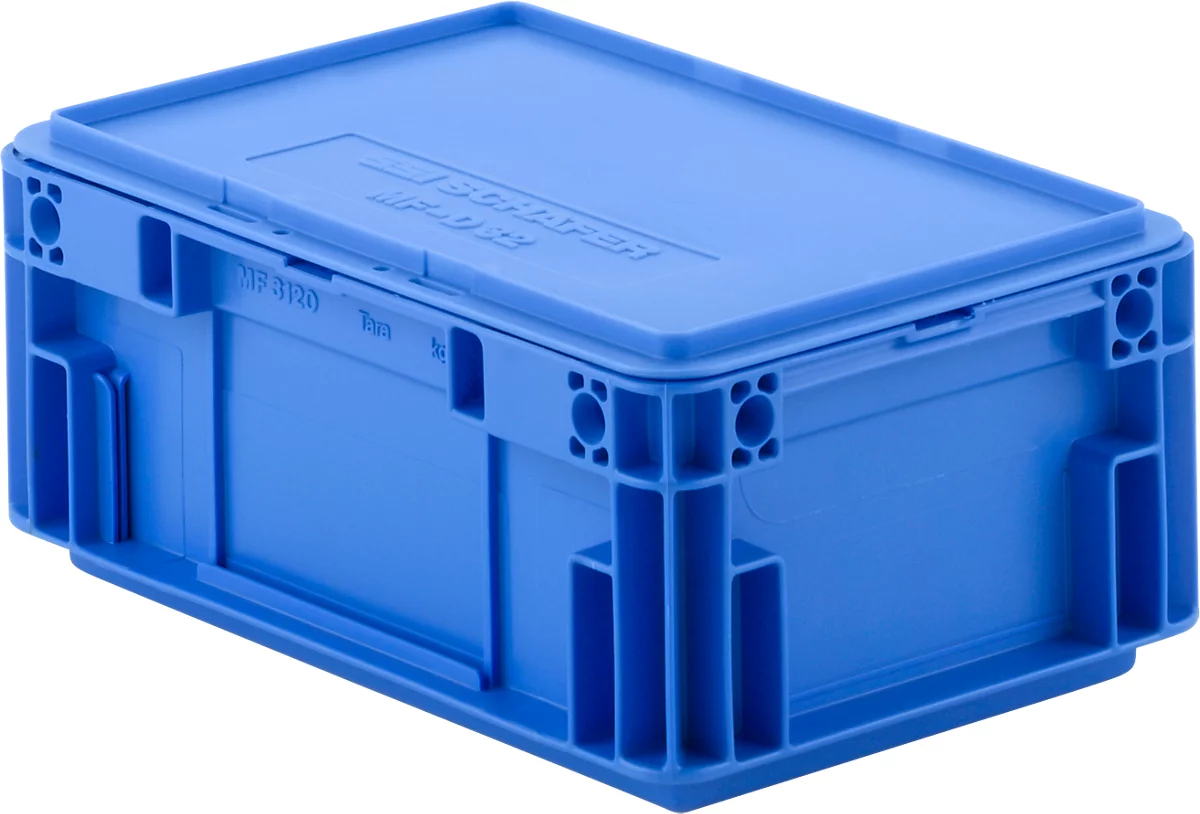 Caja norma europea serie MF 3120, de PP, capacidad 5,2 l, asa integrada, azul