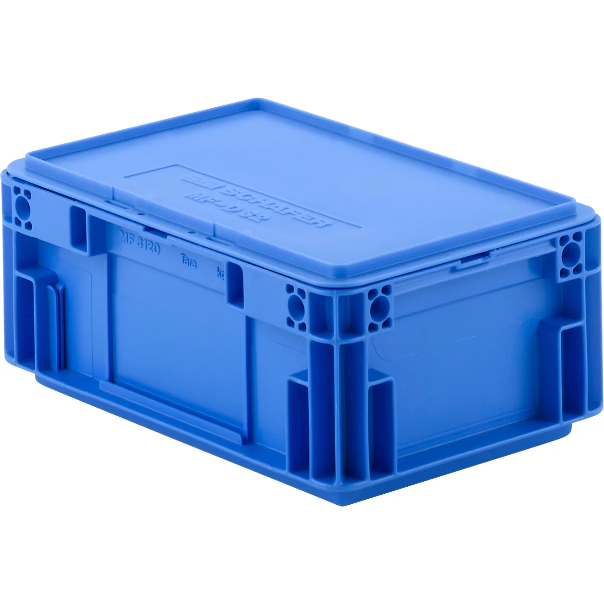 Caja norma europea serie MF 3120, de PP, capacidad 5,2 l, asa integrada, azul