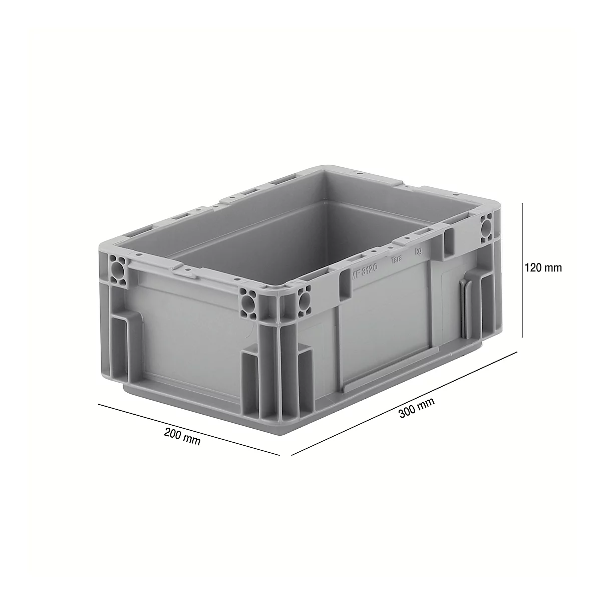 Caja norma europea serie MF 3120, de PP, capacidad 5,2 l, asa integrada, gris