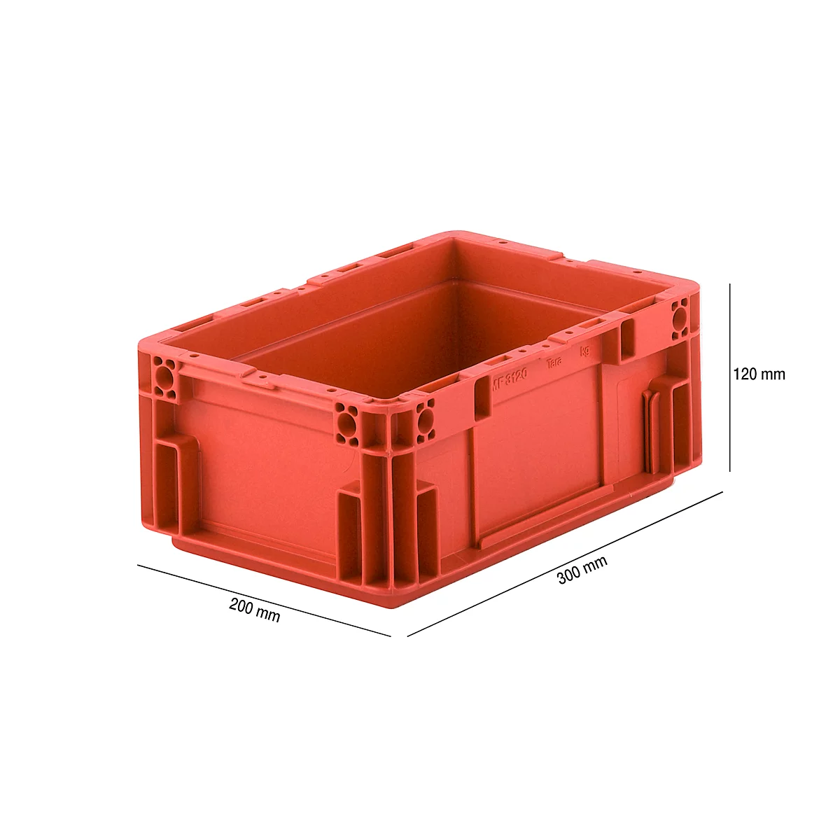 Caja norma europea serie MF 3120, de PP, capacidad 5,2 l, asa integrada, rojo