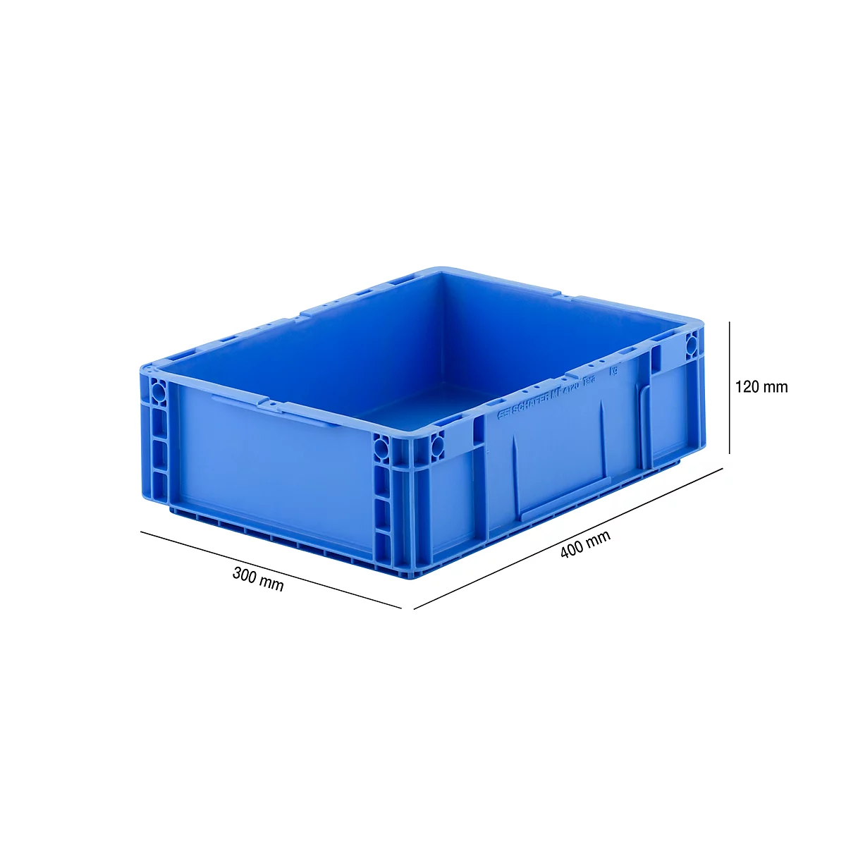 Caja norma europea serie MF 4120, de PP, capacidad 10 l, asa integrada, azul