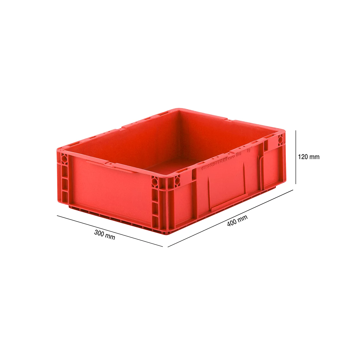 Caja norma europea serie MF 4120, de PP, capacidad 10 l, asa integrada, rojo