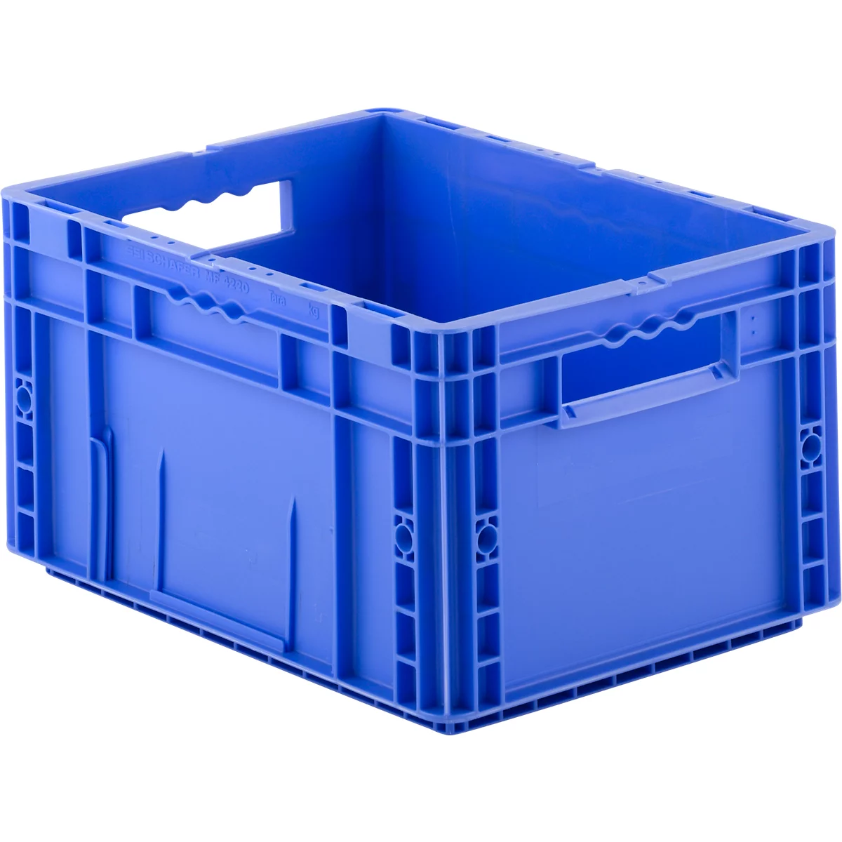 Caja norma europea serie MF 4220, de PP, capacidad 19,7 l, asidero, azul