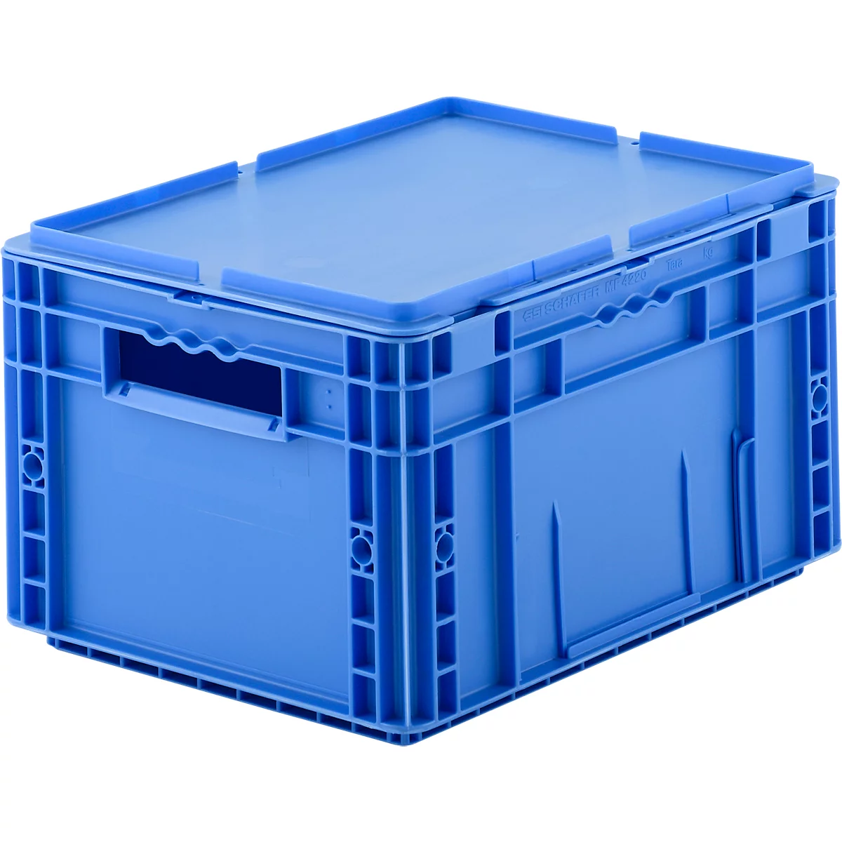 Caja norma europea serie MF 4220, de PP, capacidad 19,7 l, asidero, azul