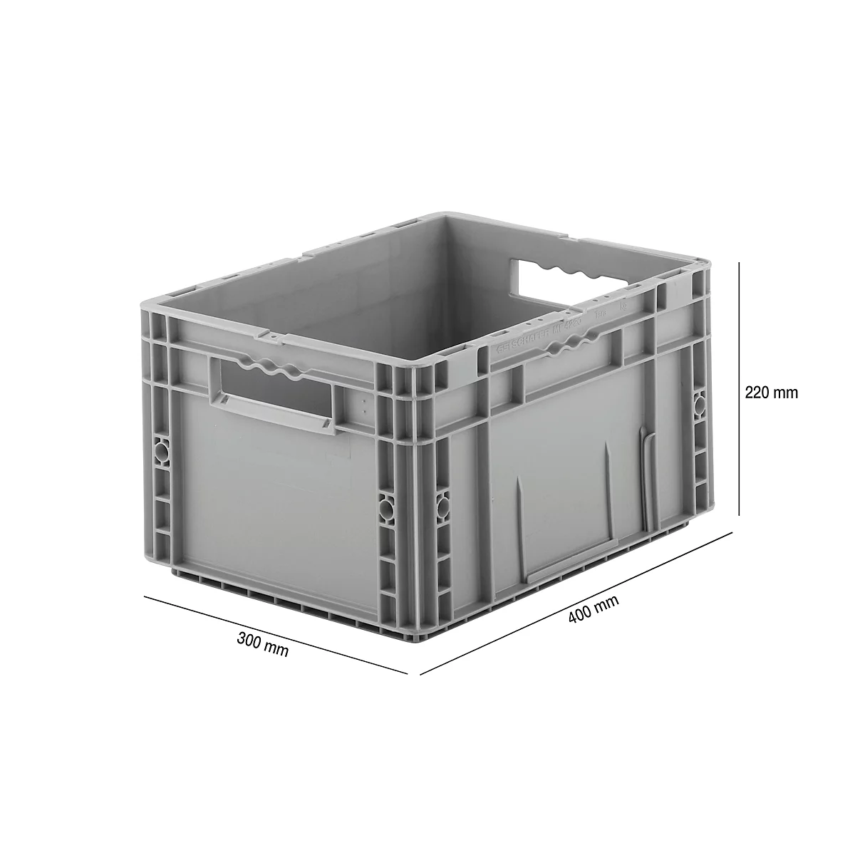 Caja norma europea serie MF 4220, de PP, capacidad 19,7 l, asidero, gris