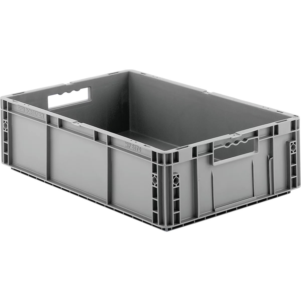 Caja norma europea serie MF 6170, de PP, capacidad 30,8 l, asidero, gris