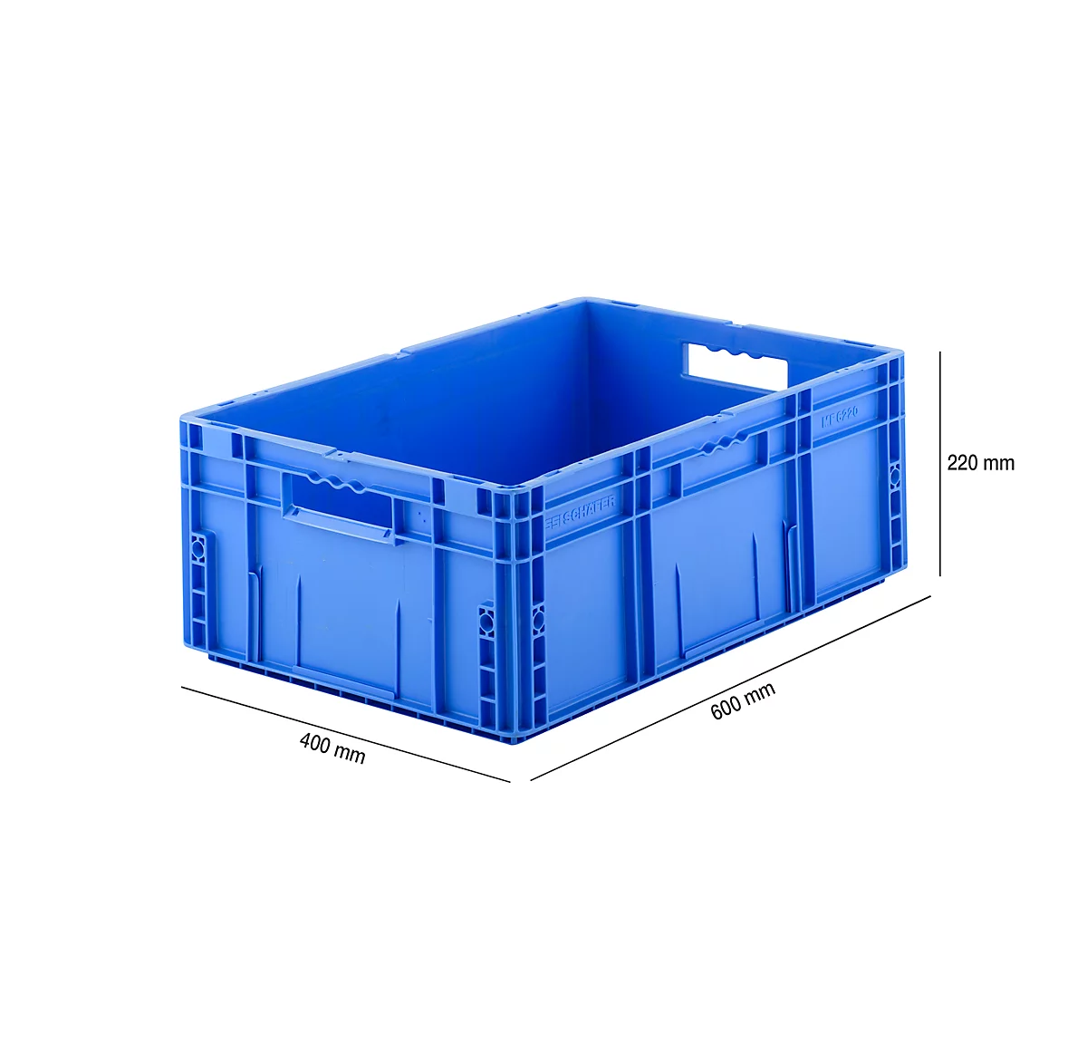 Caja norma europea serie MF 6220, de PP, capacidad 41,6 l, asidero, azul