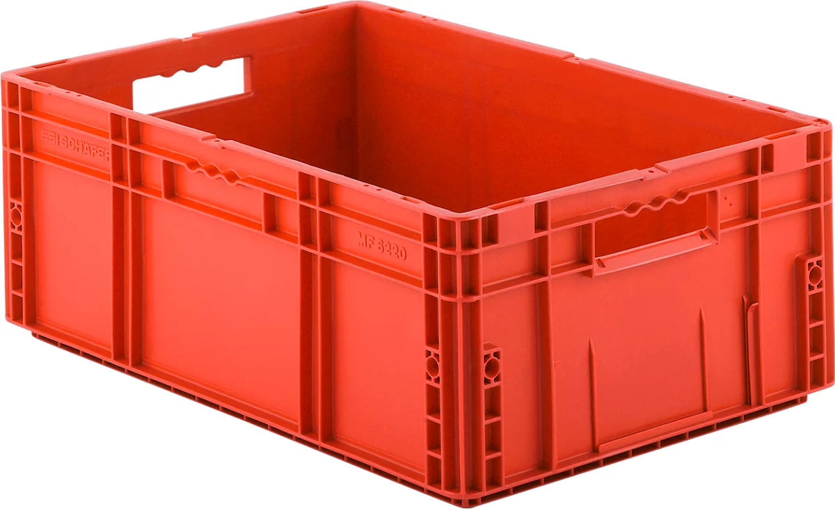 Caja norma europea serie MF 6220, de PP, capacidad 41,6 l, asidero, rojo