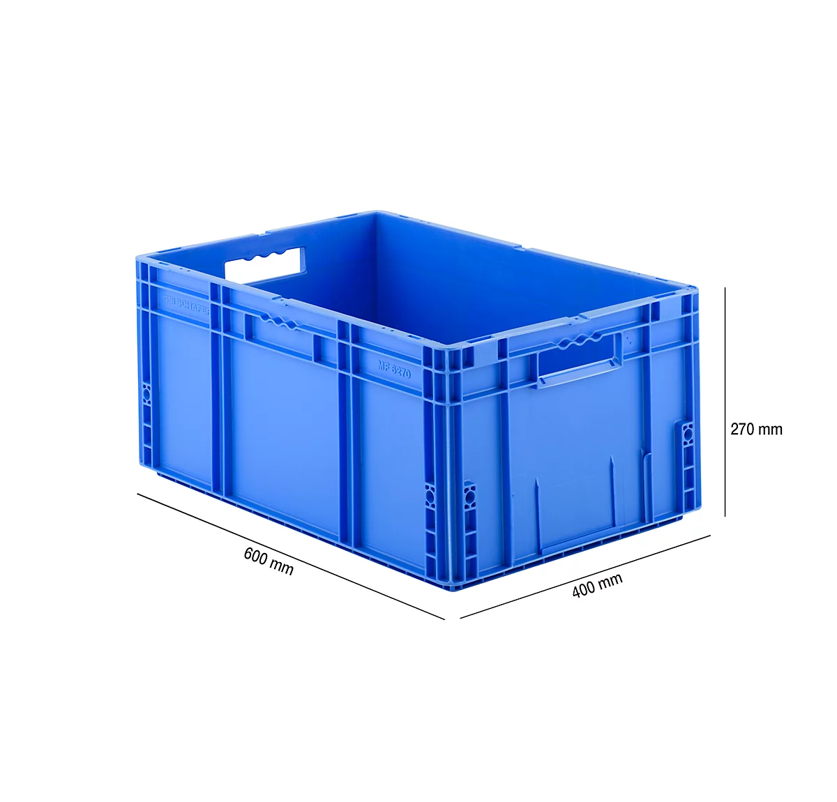 Caja norma europea serie MF 6270, de PP, capacidad 52 l, asidero, azul