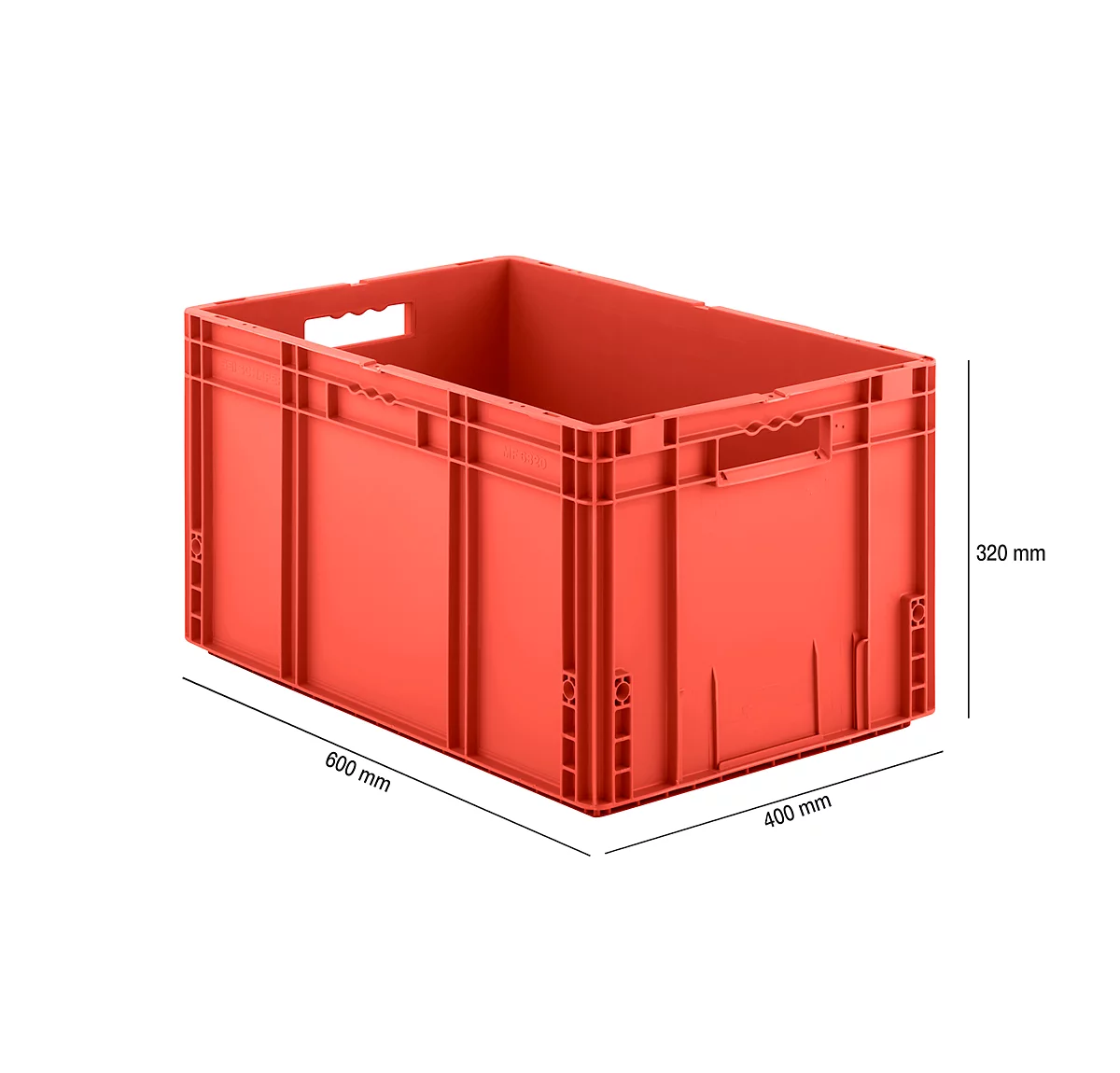 Caja norma europea serie MF 6320, de PP, capacidad 62,3 l, asidero, rojo