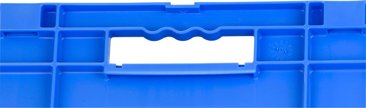 Caja norma europea serie MF 6420, de PP, capacidad 82,9 l, asidero, azul