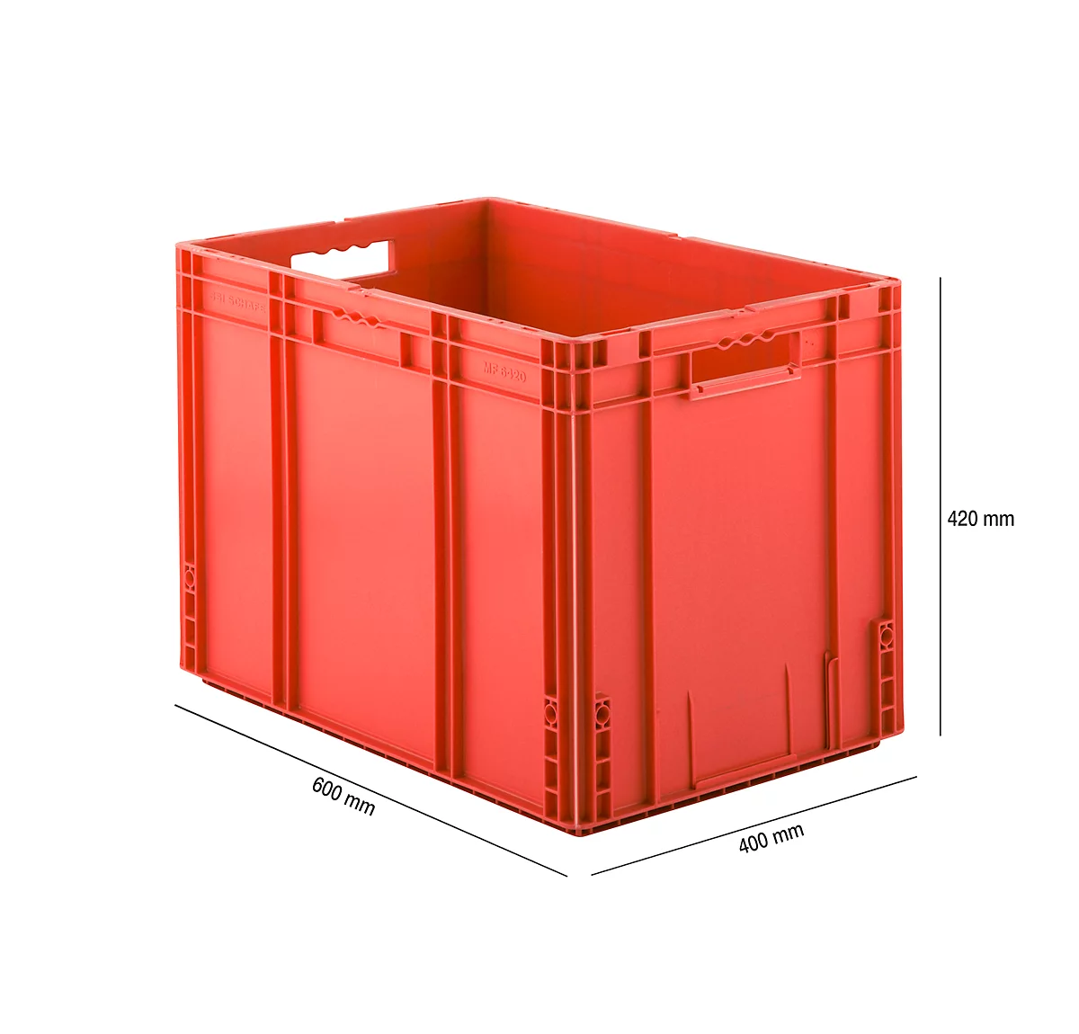Caja norma europea serie MF 6420, de PP, capacidad 82,9 l, asidero, rojo