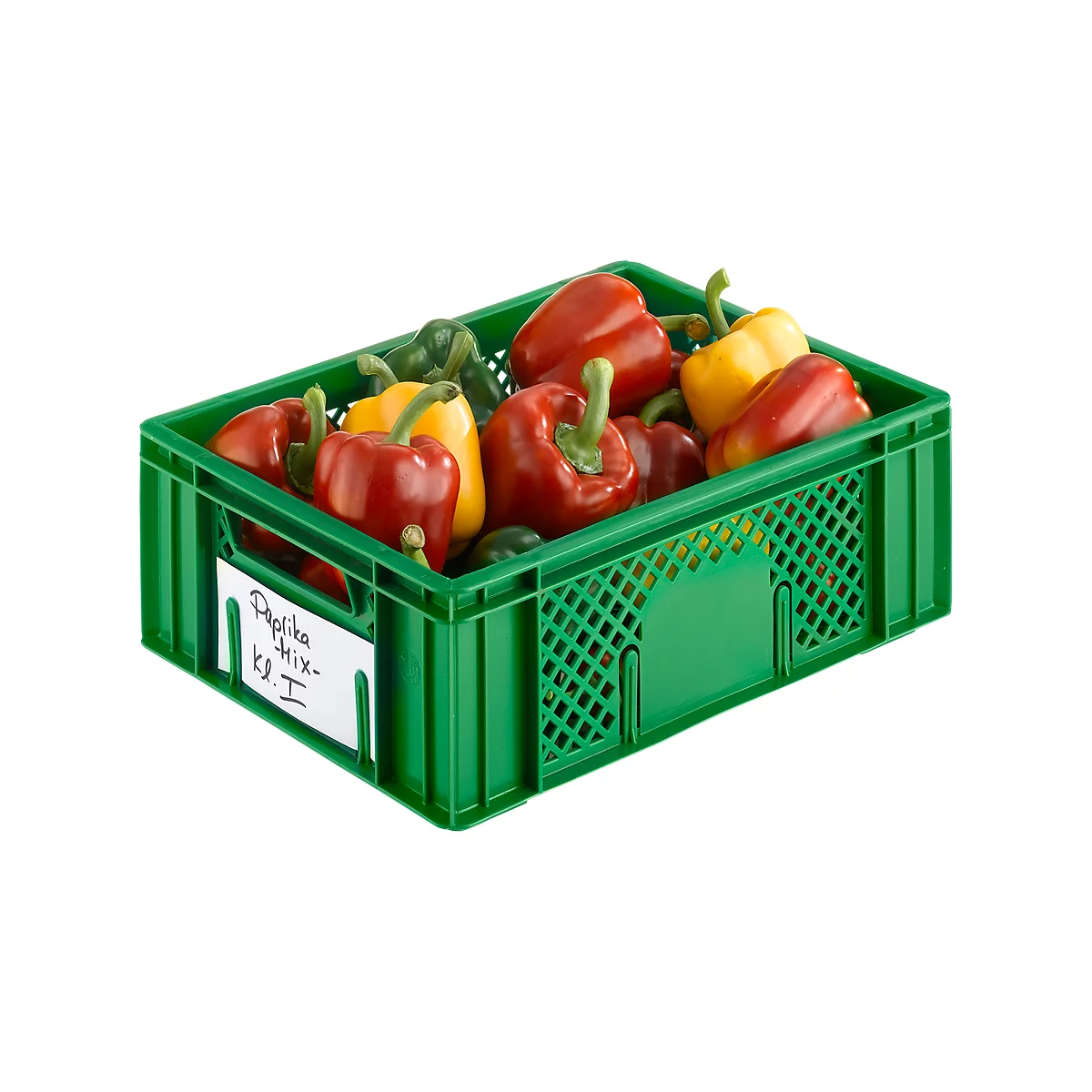 Caja para frutas y verduras Euro Box, apta para alimentos, capacidad 11,9 litros, versión calada, verde