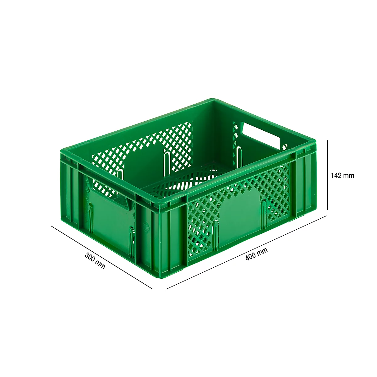 Caja para frutas y verduras Euro Box, apta para alimentos, capacidad 11,9 litros, versión calada, verde