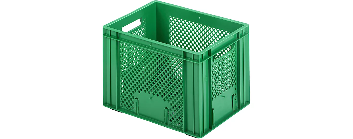 Caja para frutas y verduras Euro Box, apta para alimentos, capacidad 20,2 litros, versión calada, verde