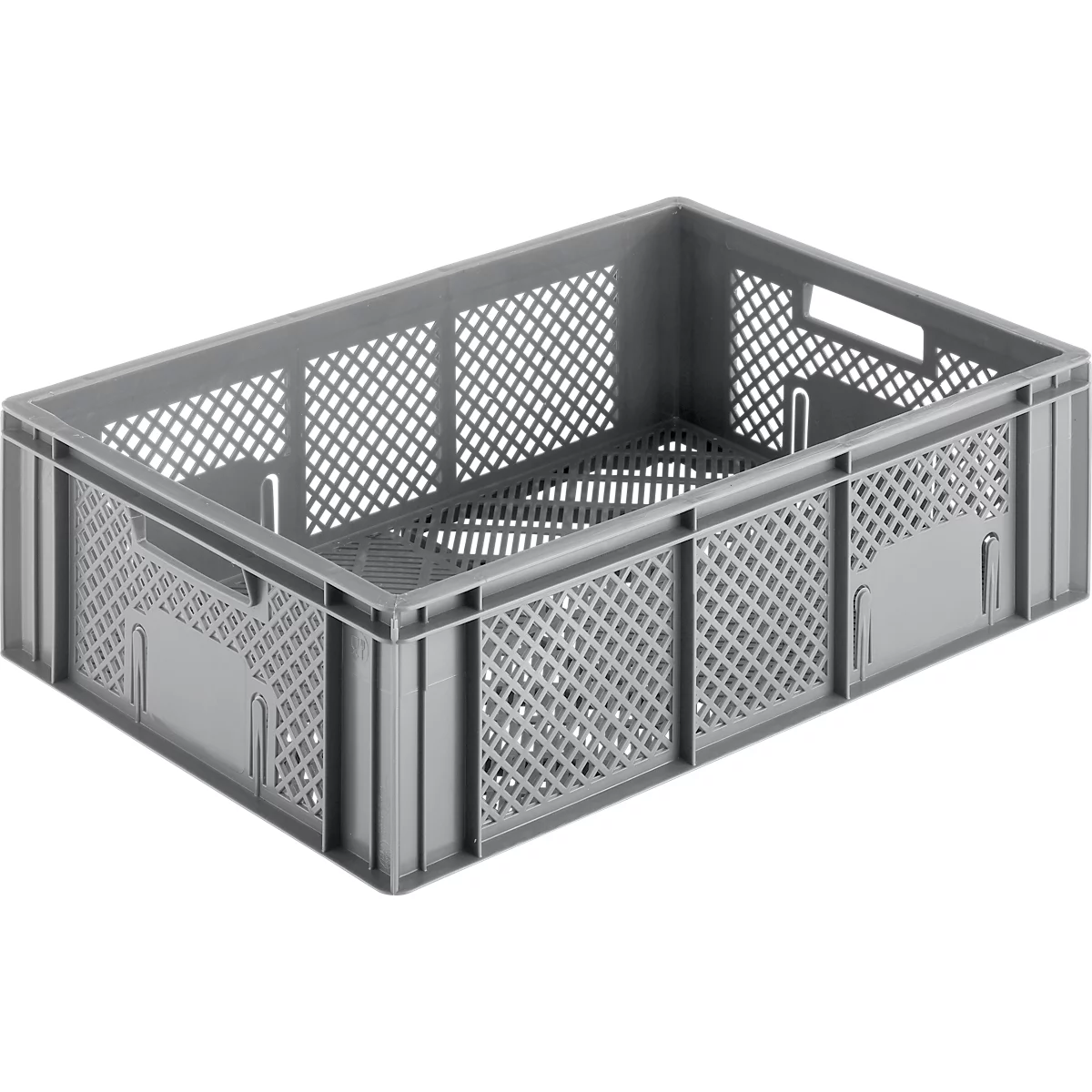 Caja para frutas y verduras Euro Box, apta para alimentos, capacidad 33,9 L, versión calada, gris