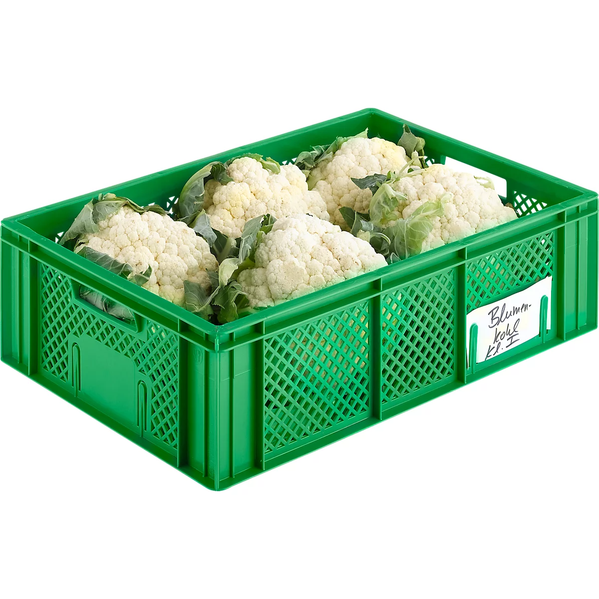 Caja para frutas y verduras Euro Box, apta para alimentos, capacidad 33,9 litros, versión calada, verde