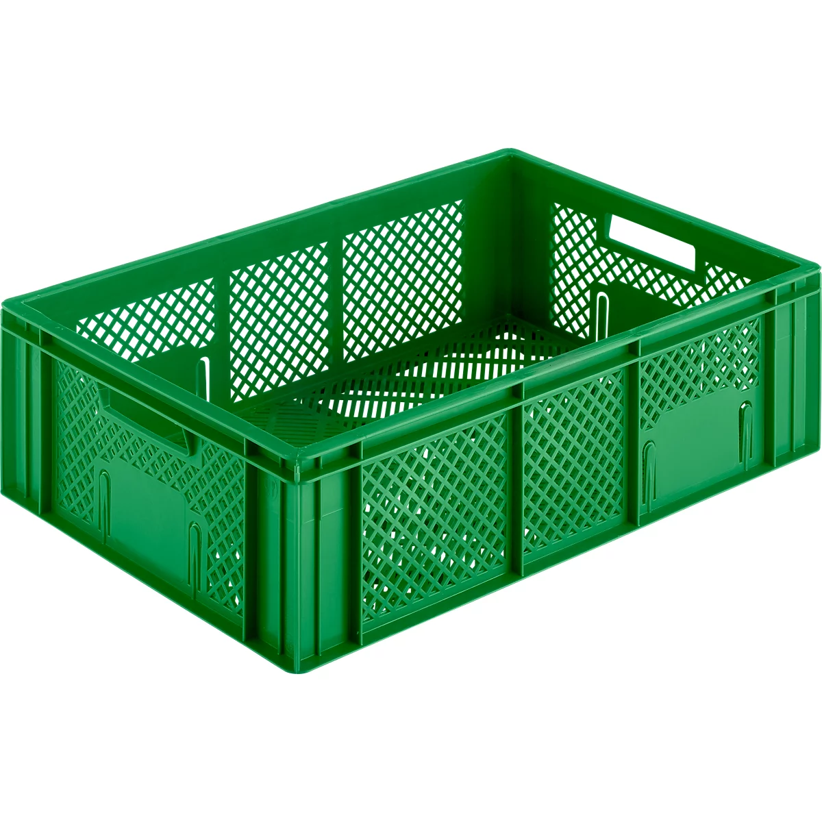 Caja para frutas y verduras Euro Box, apta para alimentos, capacidad 33,9 litros, versión calada, verde