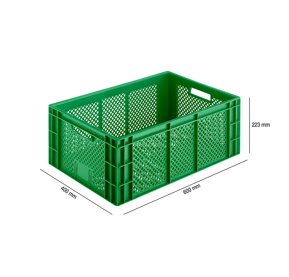 Caja para frutas y verduras Euro Box, apta para alimentos, capacidad 47,9 litros, versión calada, verde