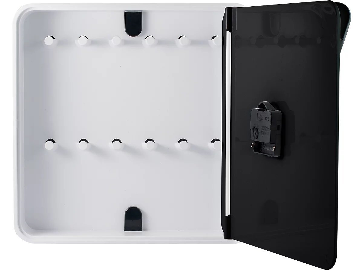 Caja para llaves Paperflow Multibox, con 12 ganchos y reloj, negro