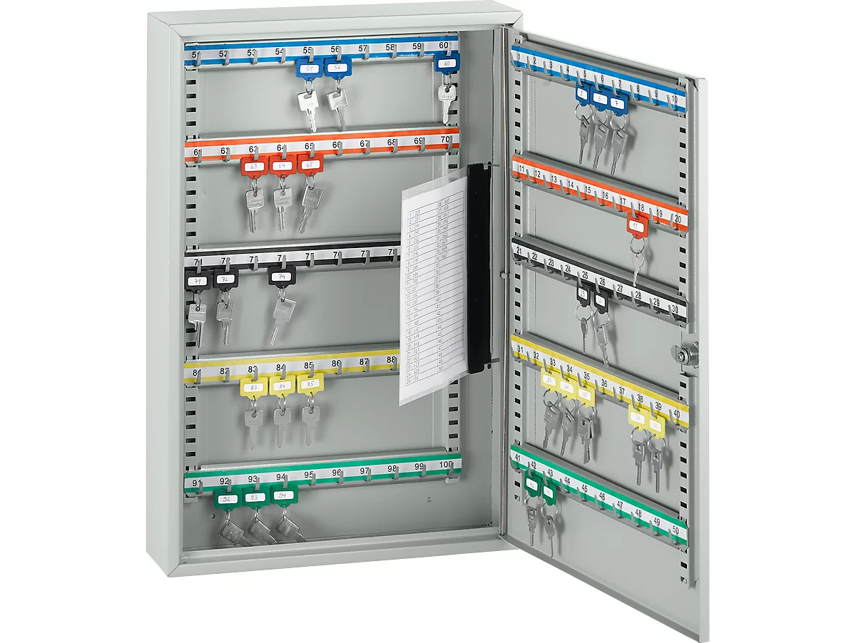 Caja para llaves TS100, para 100 llaves, gris luminoso/gris luminoso