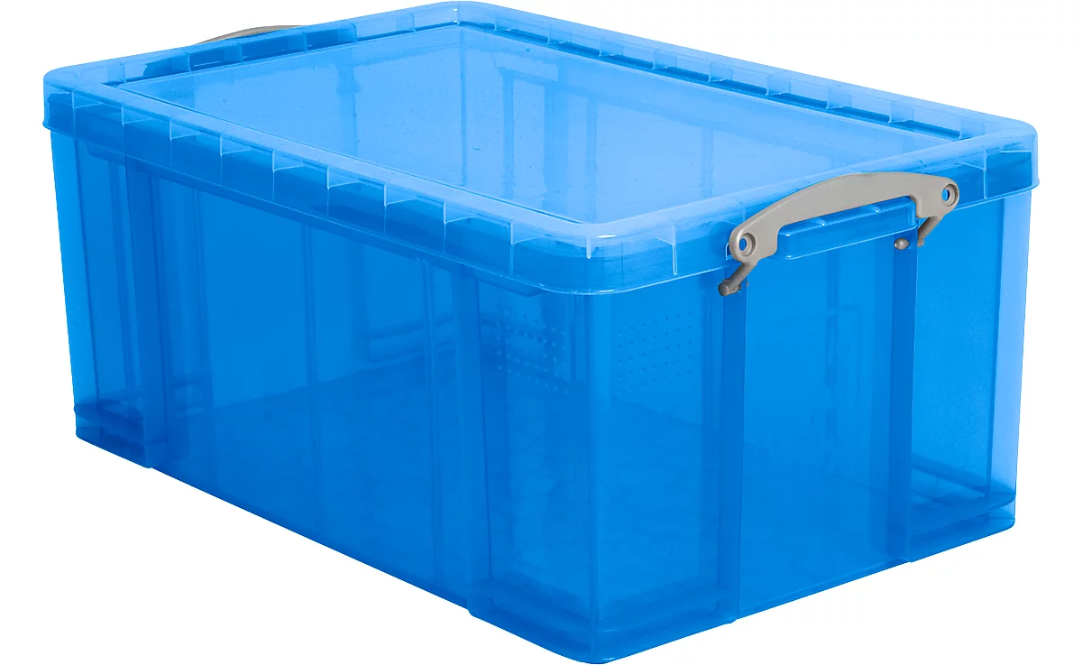 Caja, plástico, azul transparente, 64 l