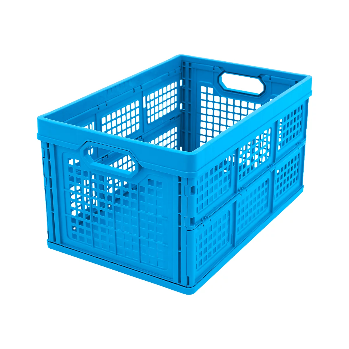 Caja plegable con dimensiones norma europea 532-40, sin tapa, 40 l, azul