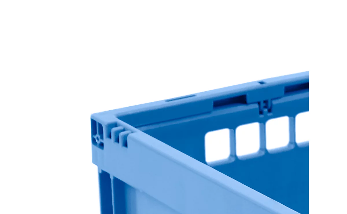 Caja plegable EURO-Maß 4322, sin tapa, para almacenamiento y transporte reutilizable, capacidad 20,3 litros, azul