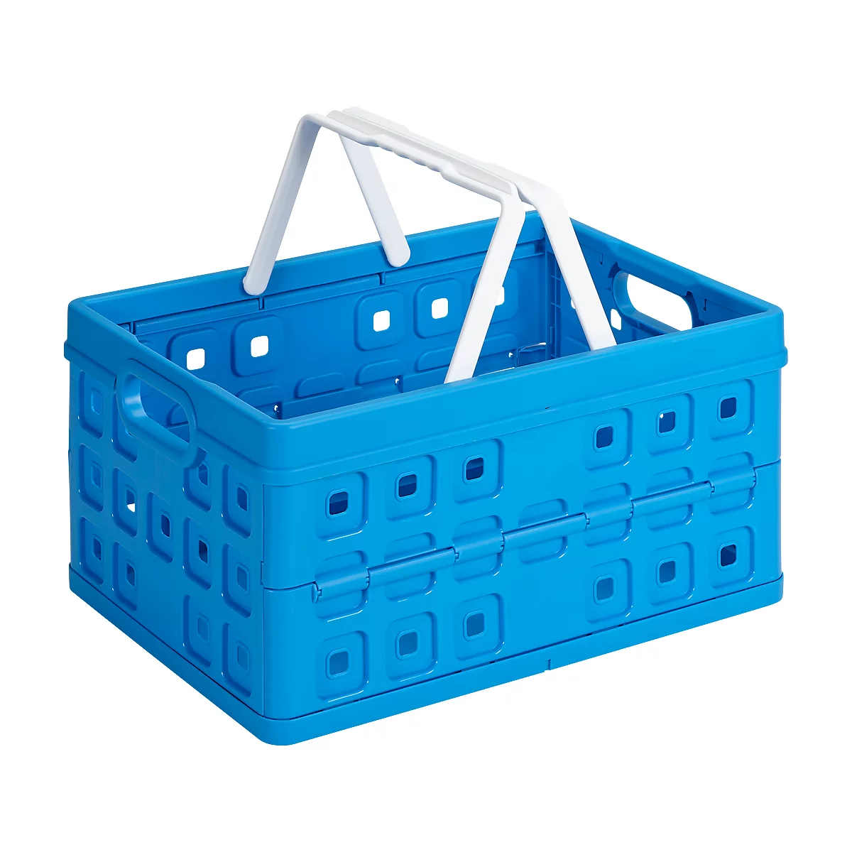 Caja plegable Sunware Square, capacidad 32 l, con asa de transporte, azul/blanco