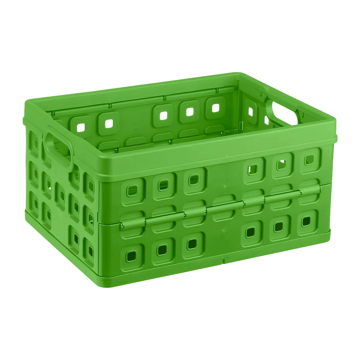 Caja plegable Sunware Square, capacidad 32 l, con asidero, natural-verde