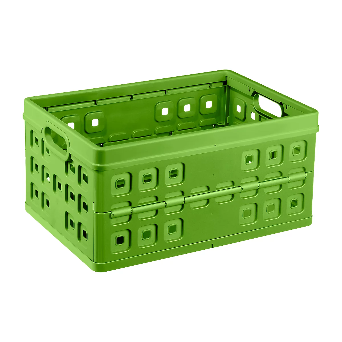 Caja plegable Sunware Square, capacidad 46 l, con asidero, natural-verde