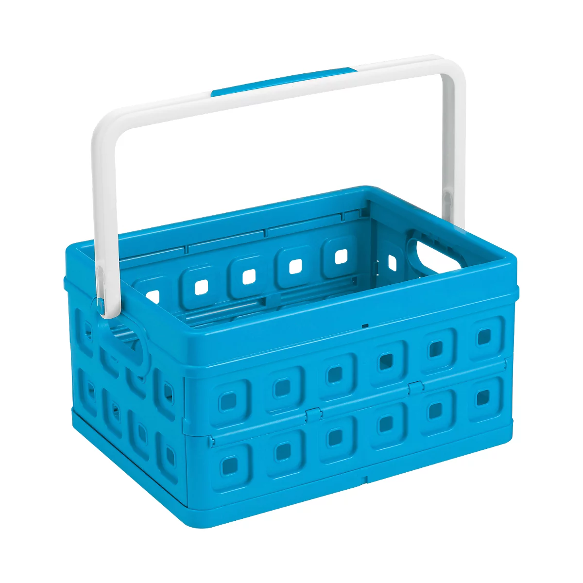 Caja plegable Sunware Square, L 435 x A 310 x H 213 mm, 24 litros, con asa, azul/blanco