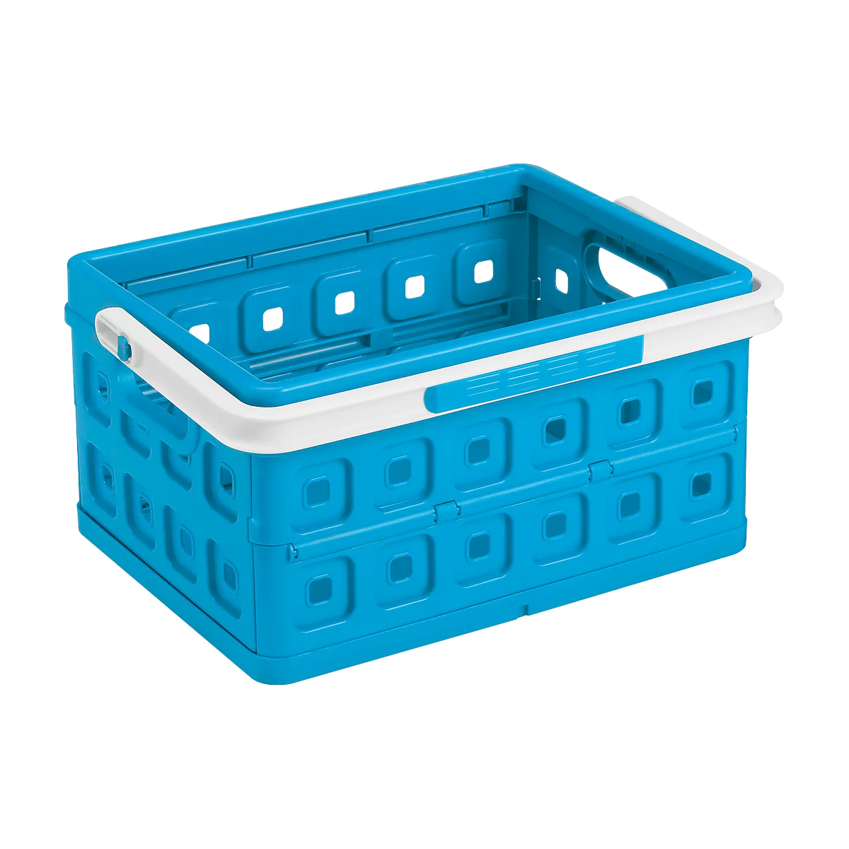 Caja plegable Sunware Square, L 435 x A 310 x H 213 mm, 24 litros, con asa, azul/blanco