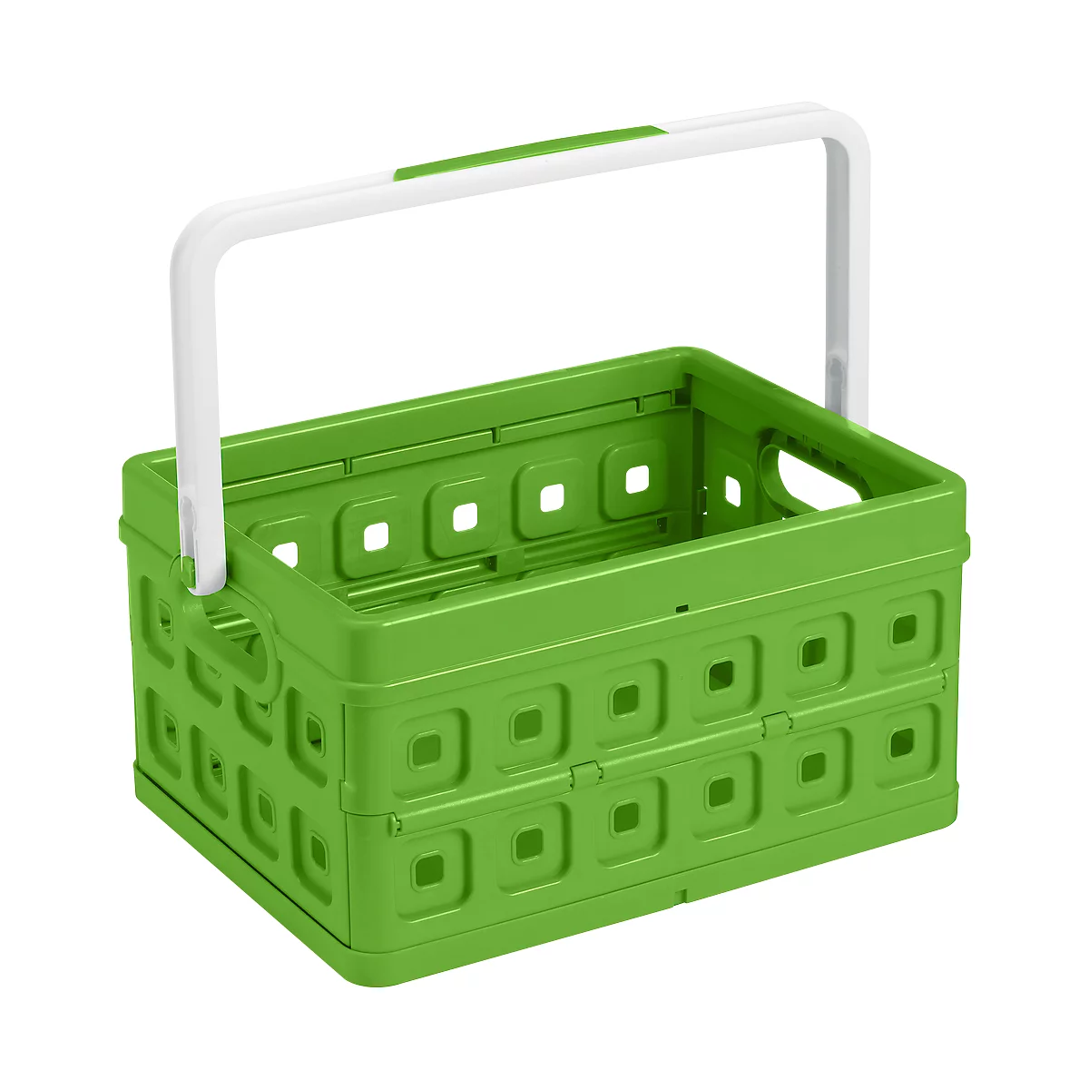 Caja plegable Sunware Square, L 435 x A 310 x H 213 mm, 24 litros, con asa, verde/blanco