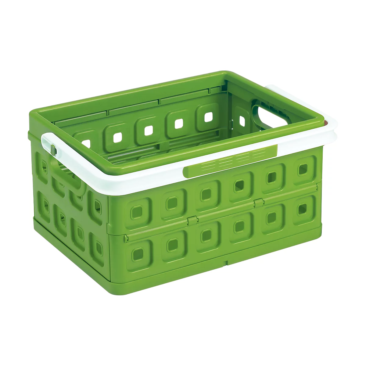 Caja plegable Sunware Square, L 435 x A 310 x H 213 mm, 24 litros, con asa, verde/blanco