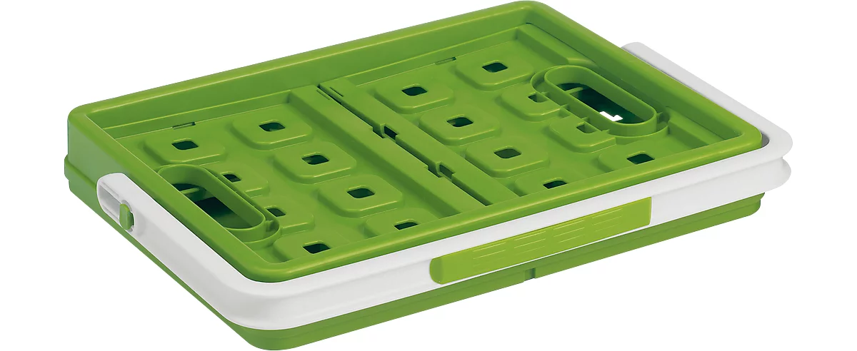 Caja plegable Sunware Square, L 435 x A 310 x H 213 mm, 24 litros, con asa, verde/blanco