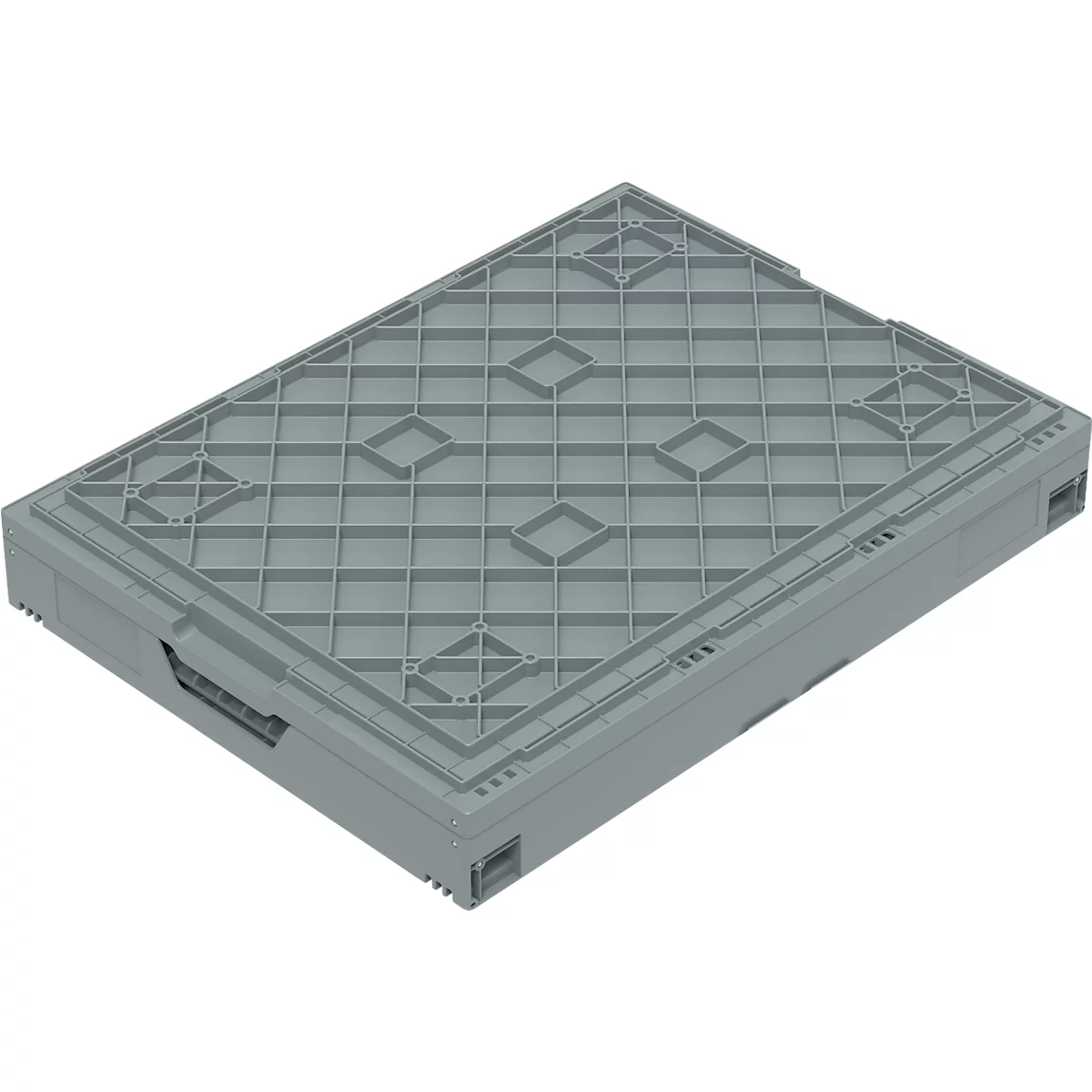 Caja plegable tamaño EURO 8645 DS, con tapa, volumen 171,2 l, con cierre de la sección final, gris