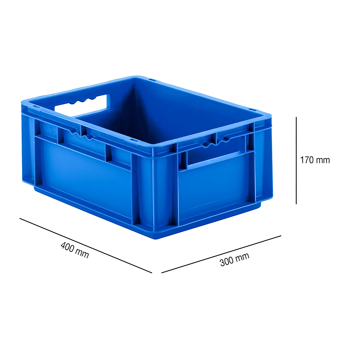 Caja tamaño EURO EF 4170, sin tapa, 15,7 litros, azul