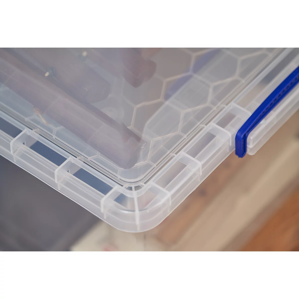 Cajas de almacenaje Really Useful Boxes, transparente, con tapa, 10,5 l, 3 unidades