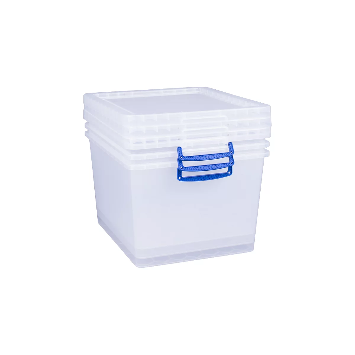 Cajas de almacenaje Really Useful Boxes, transparente, con tapa, 33,5 l, 3 unidades