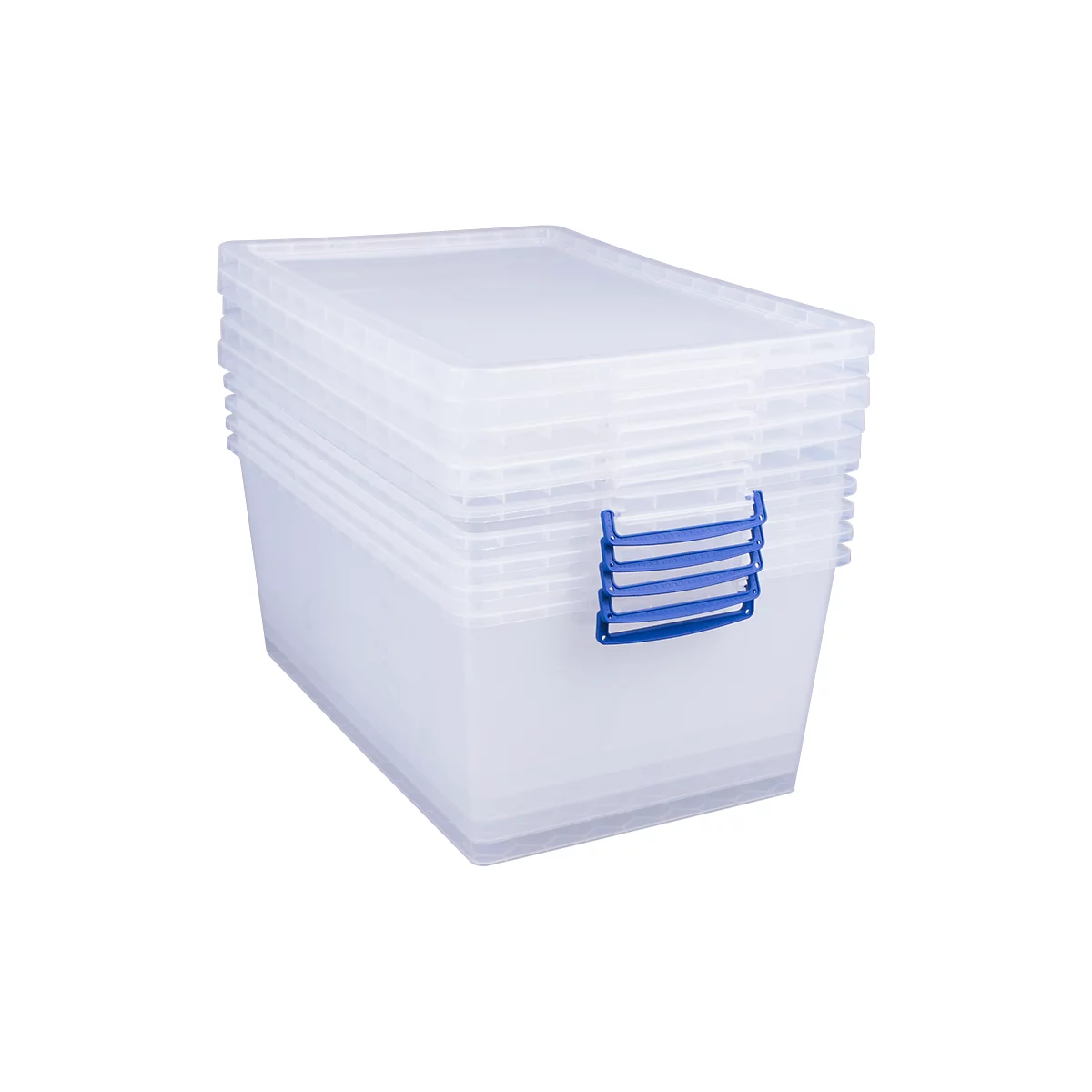 Cajas de almacenaje Really Useful Boxes, transparente, con tapa, 62 l, 5 unidades