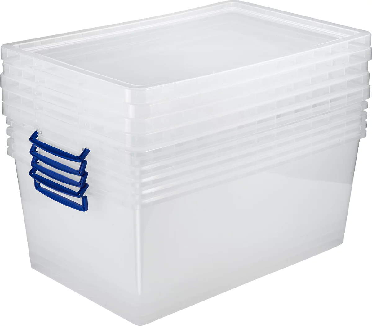 Cajas de almacenaje Really Useful Boxes, transparente, con tapa, 62 l, 5 unidades