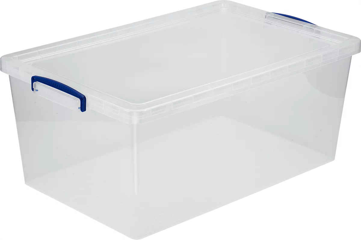 Cajas de almacenaje Really Useful Boxes, transparente, con tapa, 62 l, 5 unidades