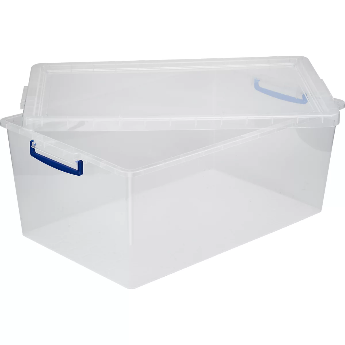 Cajas de almacenaje Really Useful Boxes, transparente, con tapa, 62 l, 5 unidades