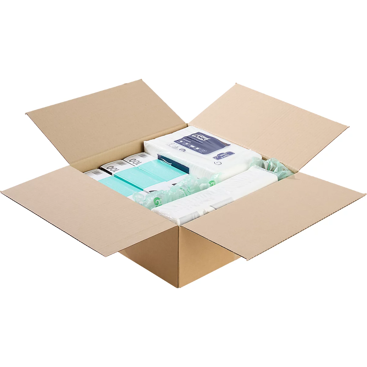 Cajas de embalaje de cartón ondulado, ancho 392 x fondo 392 x alto 150 mm, cuadradas