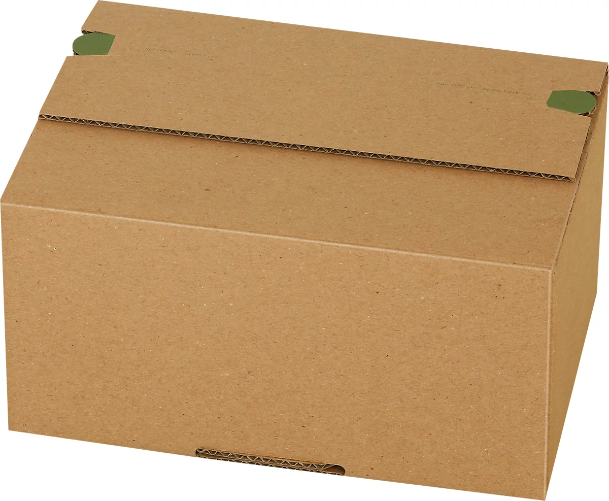 Cajas de envío Grünmarie®, 200 x 150 x 100 mm, optimizadas para paletas, fondo automático, hasta 20 kg, 100 % reciclable, cartón ondulado FSC®, marrón, 25 unidades