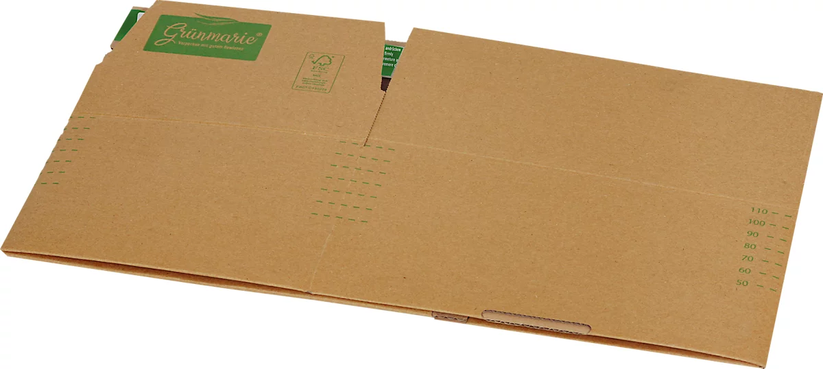Cajas de envío Grünmarie®, 234 x 169 x 60-125 mm, formato A5/altura variable, fondo automático, hasta 20 kg, 100 % reciclable, cartón ondulado FSC®, marrón, 20 unid.