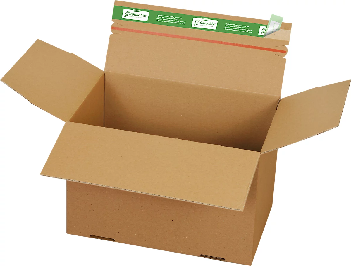 Cajas de envío Grünmarie®, 300 x 200 x 200 mm, optimizadas para paletas, fondo automático, hasta 20 kg, 100% reciclable, cartón ondulado FSC®, marrón, 20 unidades