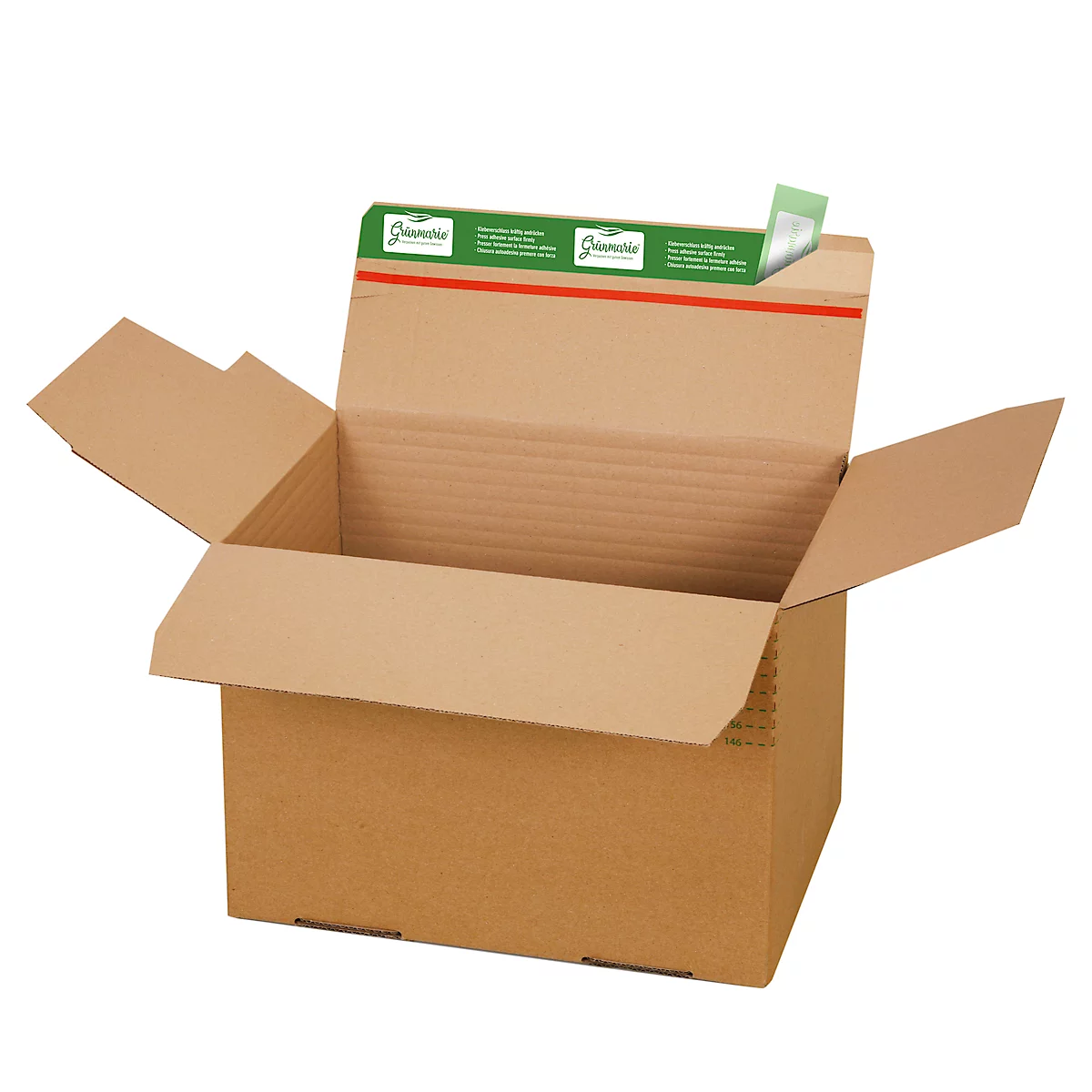 Cajas de envío Grünmarie®, 309 x 221 x 140-230 mm, formato A4/altura variable, fondo automático, hasta 20 kg, 100 % reciclable, cartón ondulado FSC®, marrón, 10 unid.