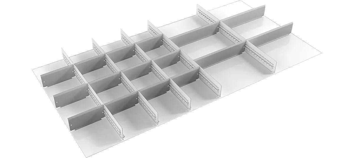 Cajón Treston, 5 separadores y 16 paneles centrales, ancho 1300 mm, para serie 130 con alto 100 mm